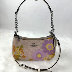 COACH Teri Shoulder/Crossbody Bag Signature Canvas Floral Print CBG73 Sand NWT